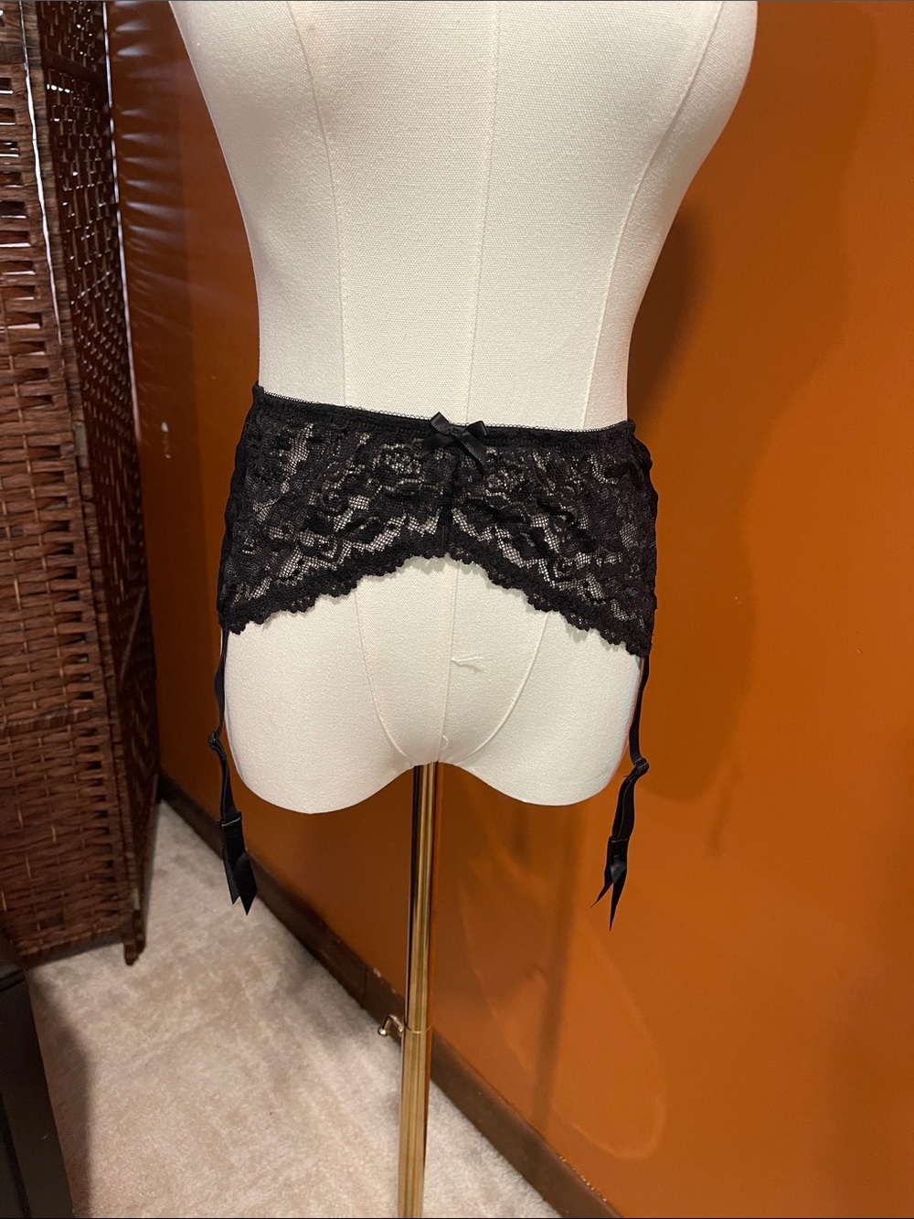 torrid Black Lace Garter Belt with Bow Accents